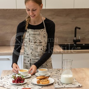 Colourful half-linen kitchen apron "Coffee"